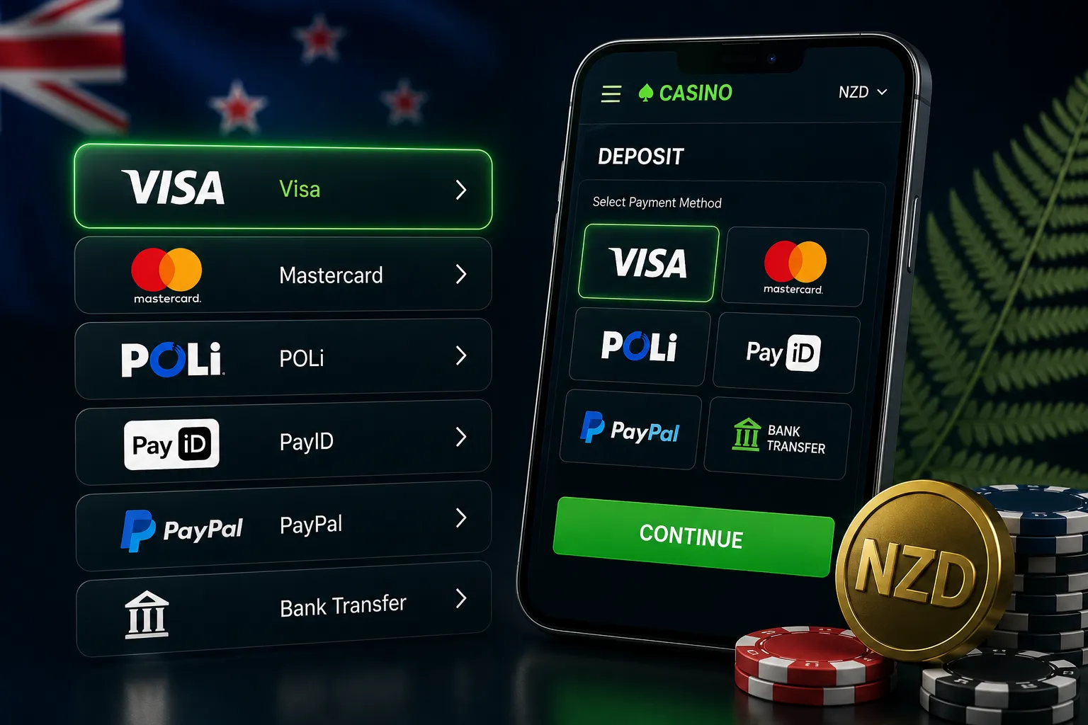 Choose an NZD casino payment method